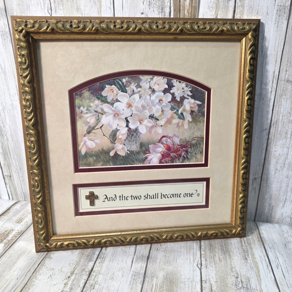 Carpentree Religious Framed Art And The Two Shall Become One Gold Floral 72040